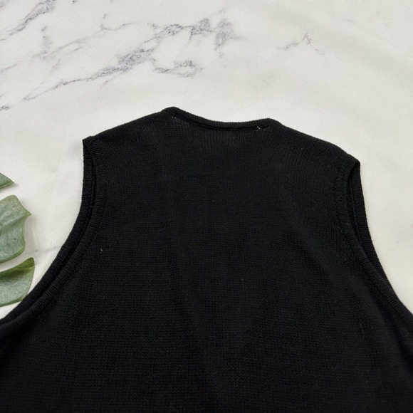 SML Sport Womens Vintage 90s Sweater Vest Size M Black Brown Floral Beaded Knit - Picture 7 of 9